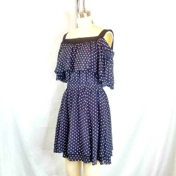 Grey Jason Wu Silk Navy Blue White Polka Dot Dress - Picture 4 of 11